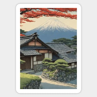 peaceful home kawase hasui style art japan Sticker